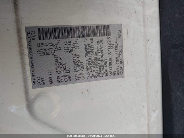 Nissan ROGUE SV 2015 5N1AT2ML0FC840228 Image 9