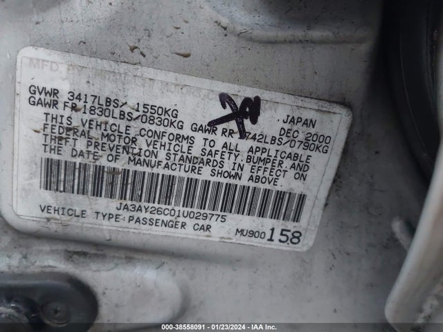 2001 MITSUBISHI MIRAGE JA3AY26C01U029775 Photo 8