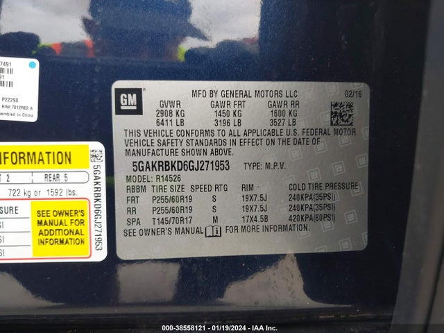 5GAKRBKD6GJ271953 Buick Enclave Leather