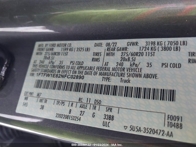 Ford F-150 Platinum 2022 1FTFW1E82NFC02890 Image 9