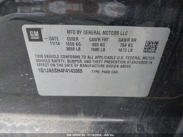 Chevrolet Sonic Ls Auto 2015 1G1JA6SH4F4143065 Image 9