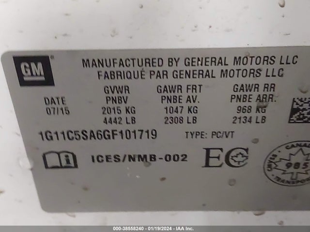 Chevrolet Malibu Limited Lt 2016 1G11C5SA6GF101719 Image 9