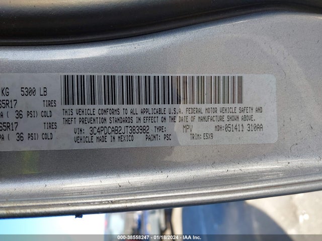 Dodge JOURNEY SE 2018 3C4PDCAB2JT383982 Image 9