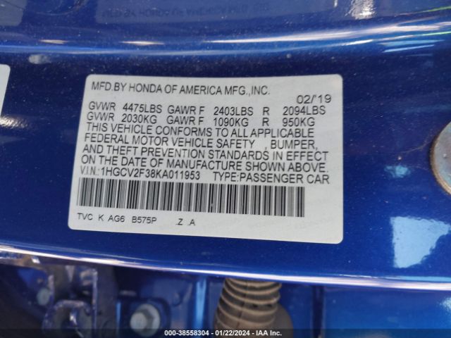 1HGCV2F38KA011953 Honda Accord Sport 2.0t