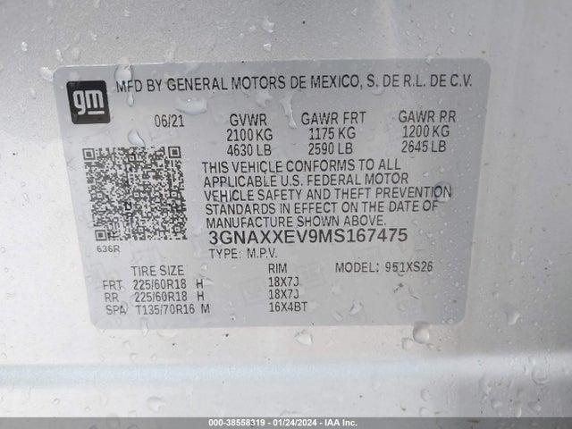 Chevrolet Equinox Awd Premier 2021 3GNAXXEV9MS167475 Image 9