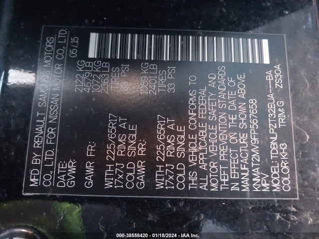 Nissan ROGUE S 2015 KNMAT2MV9FP567658 Image 9