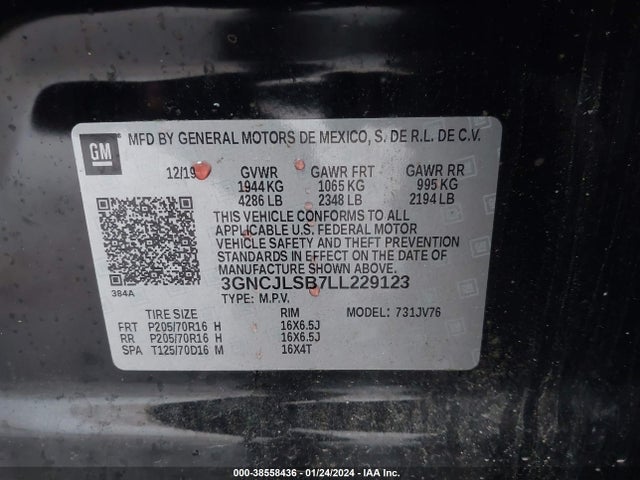 Chevrolet Trax Fwd Lt 2020 3GNCJLSB7LL229123 Image 9