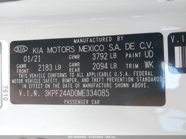 KIA Forte Lxs 2021 3KPF24AD0ME334085 Image 9