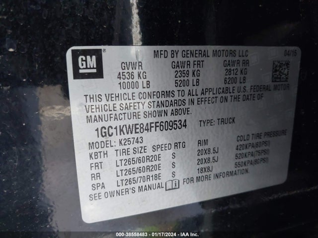 Chevrolet Silverado 2500hd Ltz 2015 1GC1KWE84FF609534 Image 9