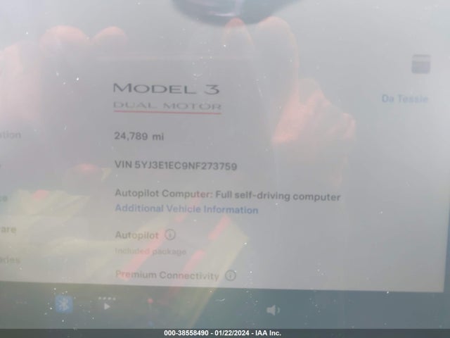 5YJ3E1EC9NF273759 Tesla Model 3 Performance Dual Motor All-wheel Drive