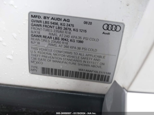 WA1ANAFY0L2111188 Audi Q5 Premium 45 Tfsi Quattro S Tronic