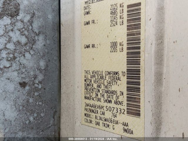 1N4AA6EV6PC507332 Nissan Maxima Sr Xtronic Cvt