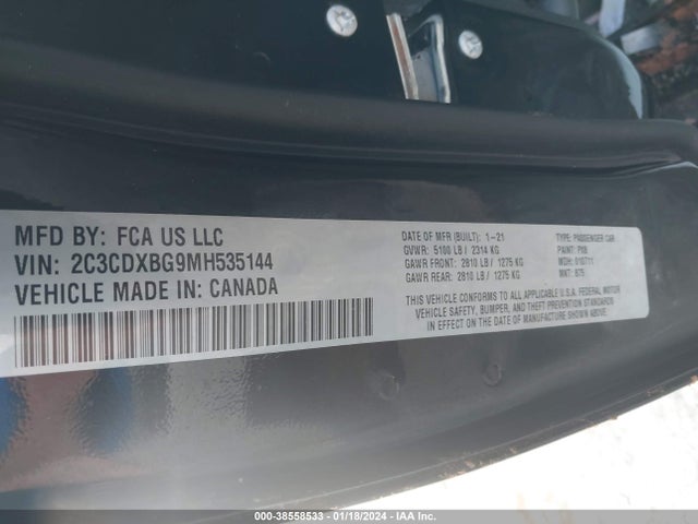 Dodge Charger Sxt Rwd 2021 2C3CDXBG9MH535144 Image 9