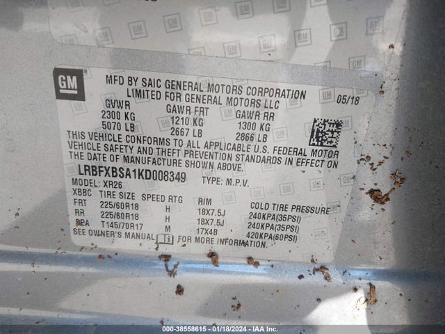Buick Envision Fwd Preferred 2019 LRBFXBSA1KD008349 Image 9
