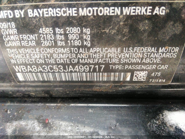 WBA8A3C53JA499717 BMW 320i Xdrive
