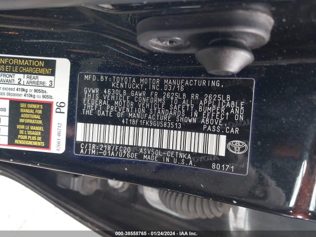 Toyota CAMRY LE 2016 4T1BF1FK9GU583513 Image 9