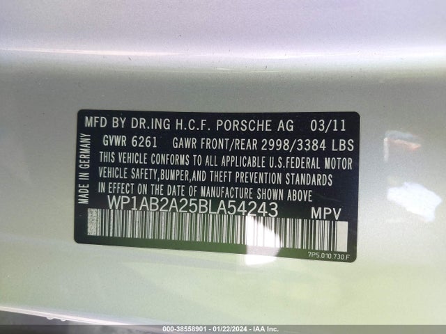 2011 PORSCHE CAYENNE WP1AB2A25BLA54243 Photo 8