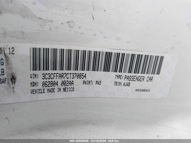 2012 FIAT 500 3C3CFFAR7CT370854 Photo 8