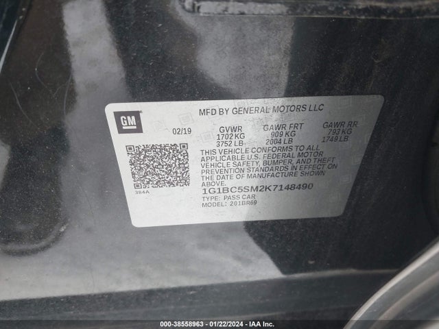 Chevrolet CRUZE LS 2019 1G1BC5SM2K7148490 Image 9