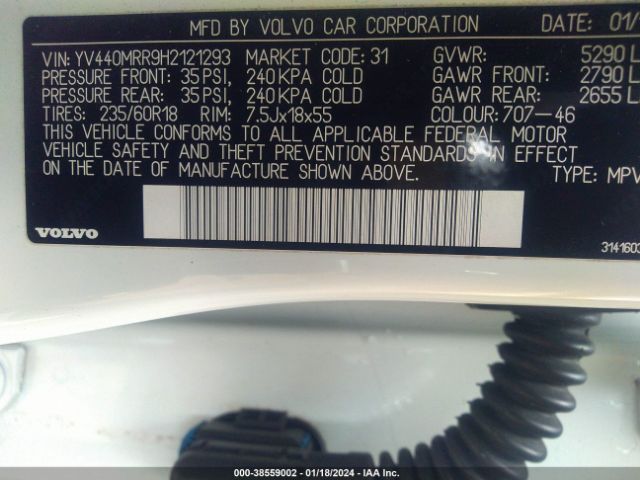 YV440MRR9H2121293 Volvo Xc60 T5 Dynamic