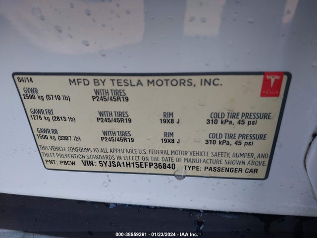 5YJSA1H15EFP36840 Tesla Model S P85