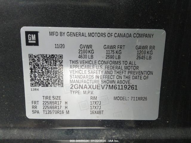 2021 CHEVROLET EQUINOX 2GNAXUEV7M6119261 Photo 8