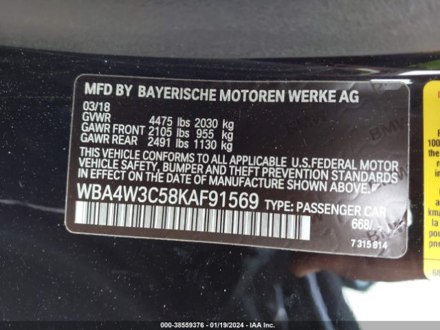 WBA4W3C58KAF91569 BMW 430I