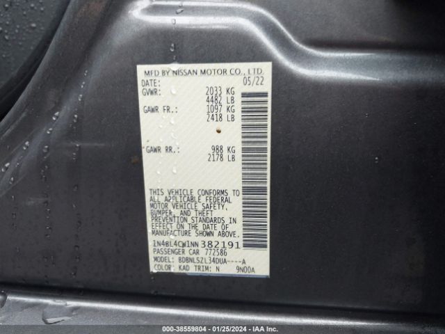 1N4BL4CW1NN382191 Nissan Altima Sr Intelligent Awd