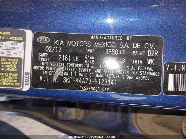KIA FORTE LX 2017 3KPFK4A73HE123141 Image 9