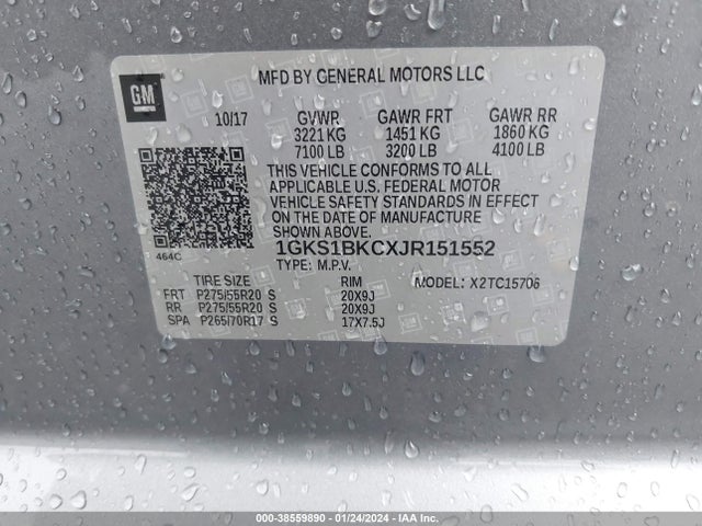 GMC YUKON SLT 2018 1GKS1BKCXJR151552 Image 9