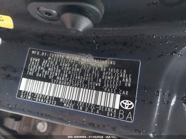 Toyota COROLLA LE 2017 5YFBURHE5HP592319 Image 9