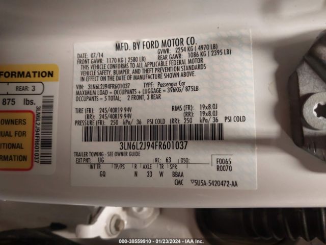3LN6L2J94FR601037 Lincoln MKZ