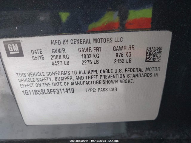 Chevrolet MALIBU LS 2015 1G11B5SL3FF311410 Image 9