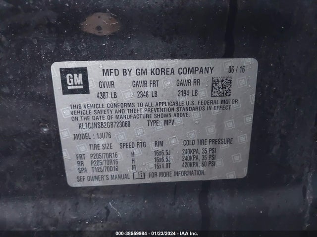 Chevrolet Trax 1ls 2016 KL7CJNSB2GB723060 Image 9