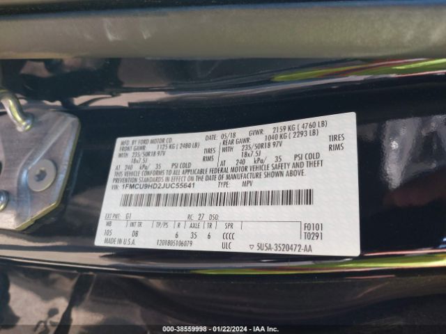 1FMCU9HD2JUC55641 Ford ESCAPE SEL