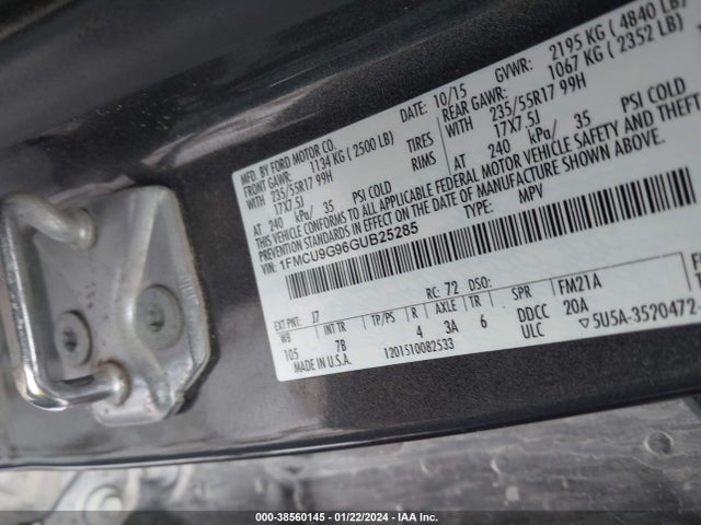 1FMCU9G96GUB25285 Ford ESCAPE SE