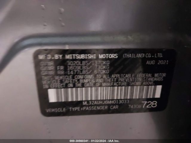 2021 MITSUBISHI MIRAGE ML32AUHJ6MH013033 Photo 8