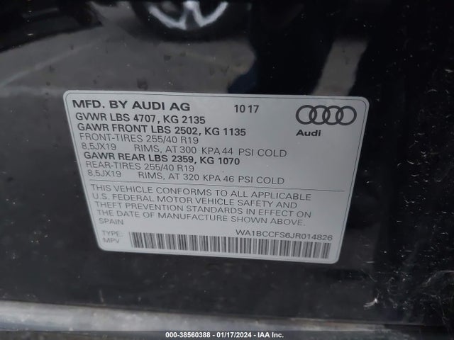 WA1BCCFS6JR014826 Audi Q3 2.0t Premium/2.0t Sport Premium