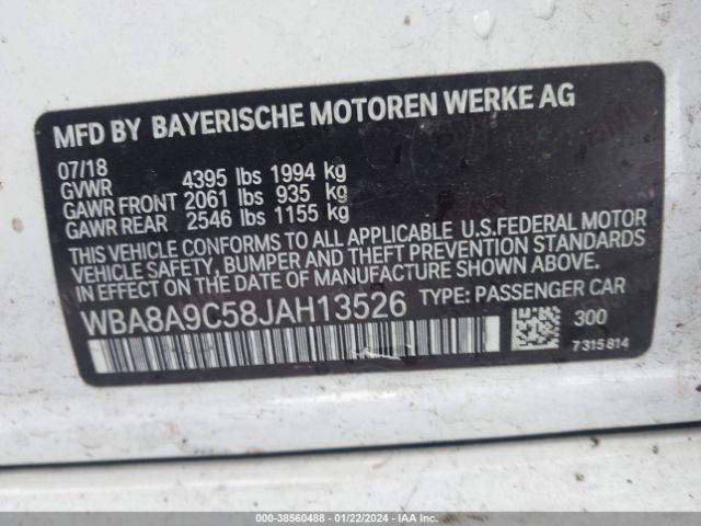 WBA8A9C58JAH13526 BMW 320i