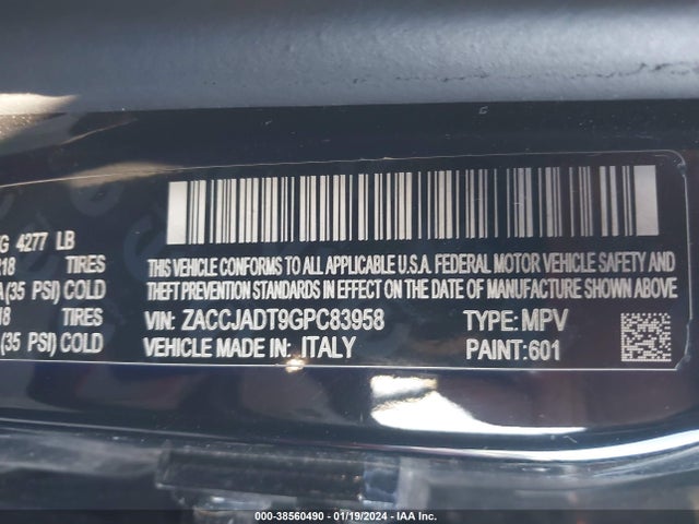 ZACCJADT9GPC83958 Jeep Renegade Limited
