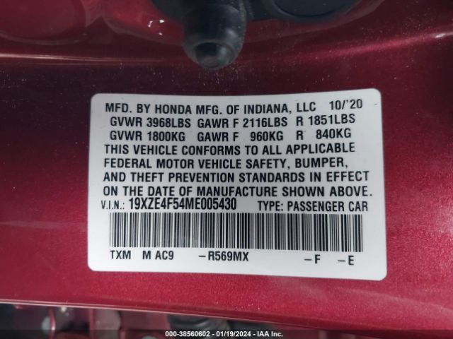 19XZE4F54ME005430 Honda INSIGHT EX