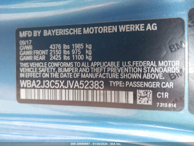 BMW 230i Xdrive 2018 WBA2J3C5XJVA52383 Image 9
