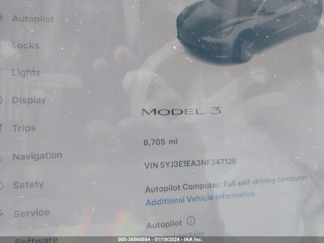 5YJ3E1EA3NF347126 Tesla Model 3 Rear-wheel Drive