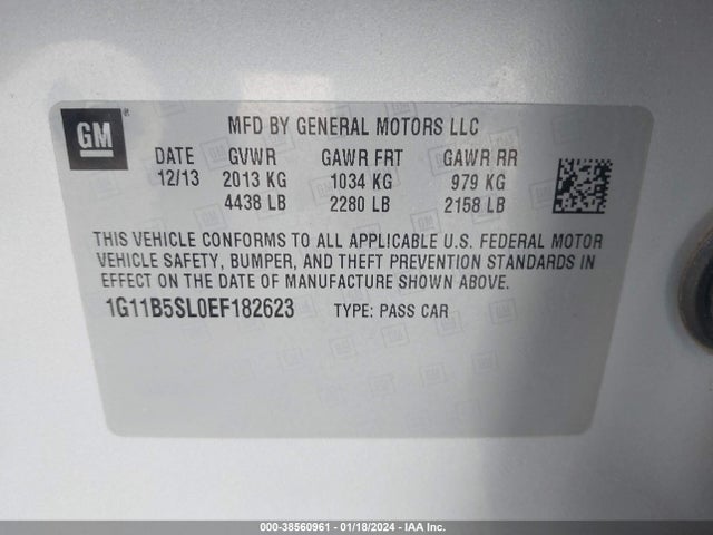 Chevrolet Malibu 1ls 2014 1G11B5SL0EF182623 Image 9
