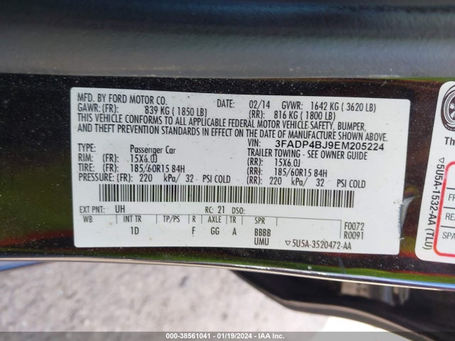 Ford FIESTA SE 2014 3FADP4BJ9EM205224 Image 9