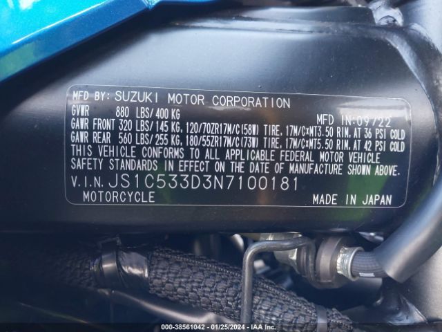 2022 SUZUKI GSX-S750 JS1C533D3N7100181 Photo 9