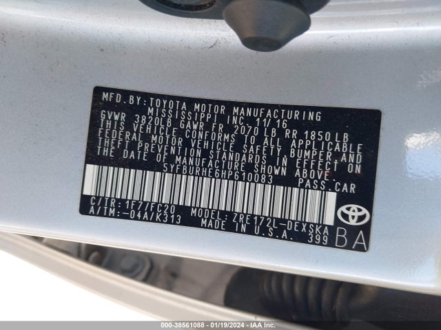 Toyota Corolla Se Special Edition 2017 5YFBURHE6HP610083 Image 9