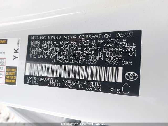 Toyota Prius Le 2023 JTDACAAU8P3011002 Image 9