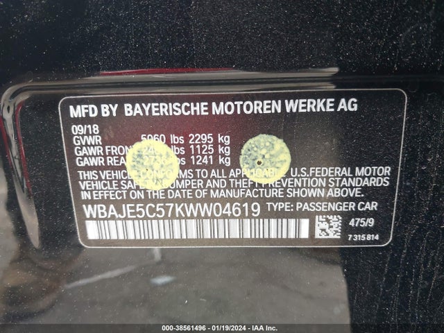 BMW 540I 2019 WBAJE5C57KWW04619 Image 9