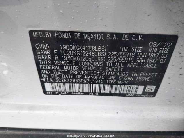 3CZRZ2H53PM711945 Honda HR-V SPORT